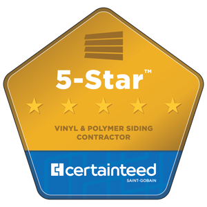 CertainTeed Gold 5-Star Vinyl & Polymer Siding Contractor badge