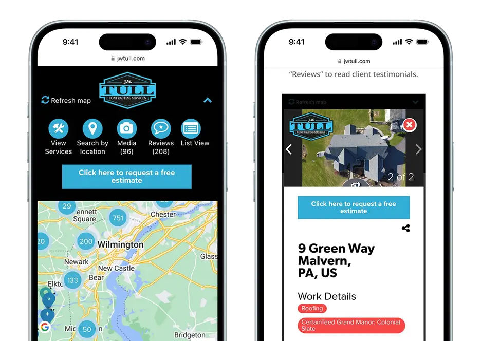 J.W. Tull Project Map Phone mockup